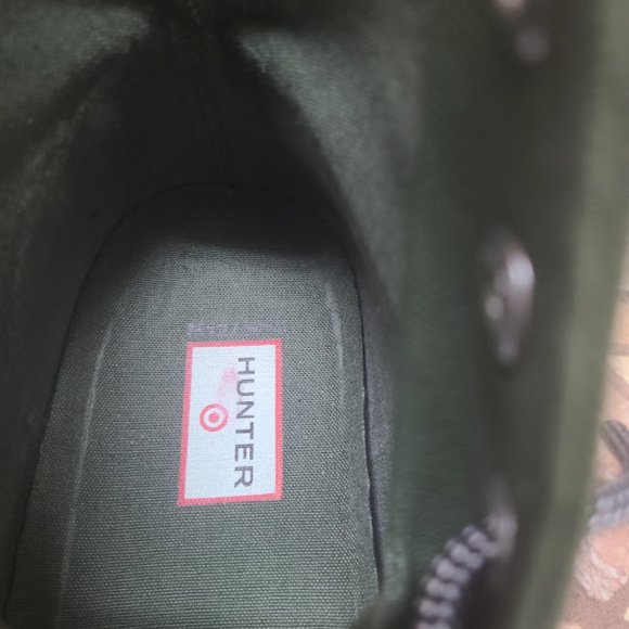 HUNTER GREEN CANVAS & BLACK LEATHER TOE MEN'S RAIN BOOTS/SIZE 12/EXCELLENT COND. - Picture 10 of 11